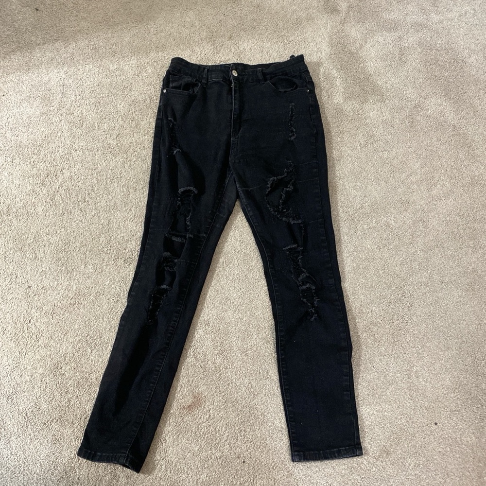 Ripped jeans, shorts, high-rise, and kind of stretchy skinny jeans